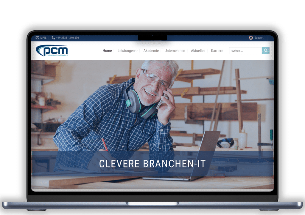 Screenshot der PCM GmbH Website, zeigt erfolgreiches Social Media Recruiting zur Personalgewinnung