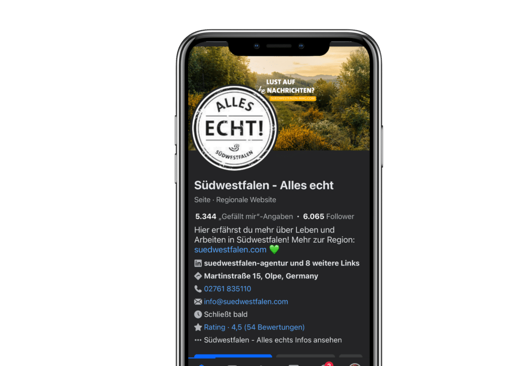 Social Media Auftritt Südwestfalen Agentur