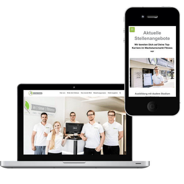 Abbildung der Employer Branding Website für In-Time-Fitness