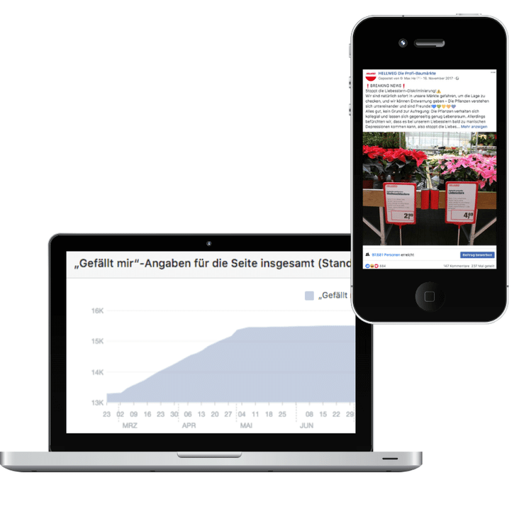 Social Media Auftritt der HELLWEG Profi Baumärkte