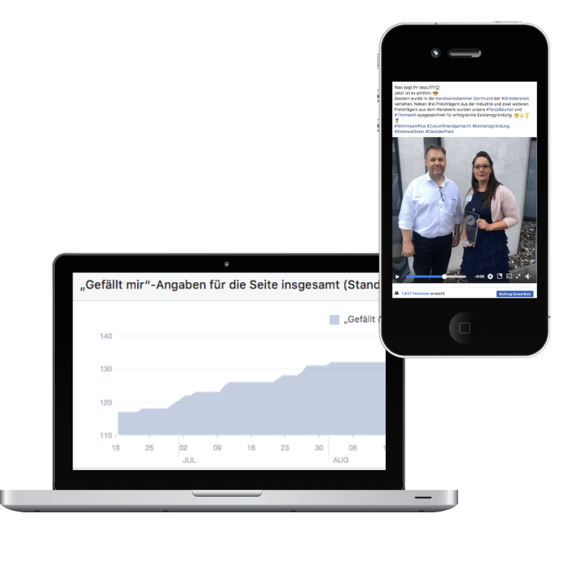 Abbildung Social Media Auftritt Wohnraum Plus und Performance Sreenshot